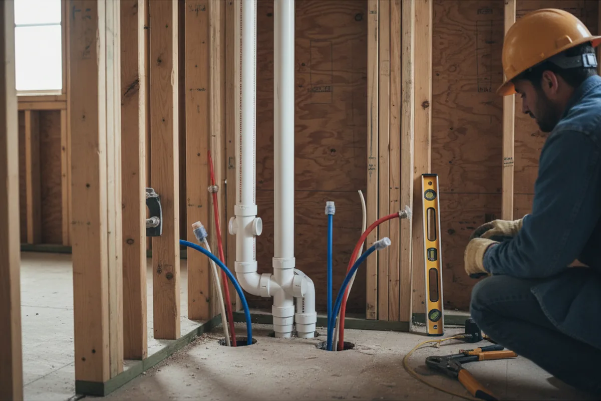Drain and supply rough-in during Drain Cleaning in Beecher
